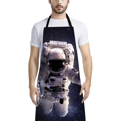 Astronaut Floating In Outer Space Print Bib Apron With Pocket