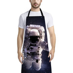 Astronaut Floating In Outer Space Print Bib Apron With Pocket