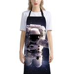 Astronaut Floating In Outer Space Print Bib Apron With Pocket