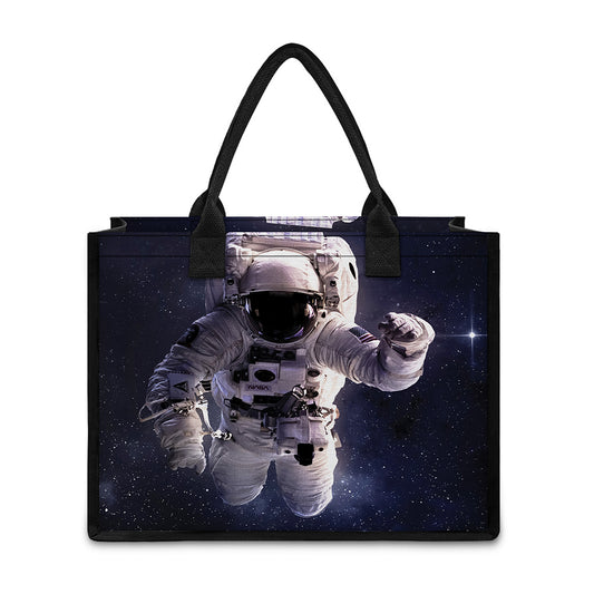 Astronaut Floating In Outer Space Print Canvas Tote Bag