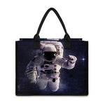 Astronaut Floating In Outer Space Print Canvas Tote Bag