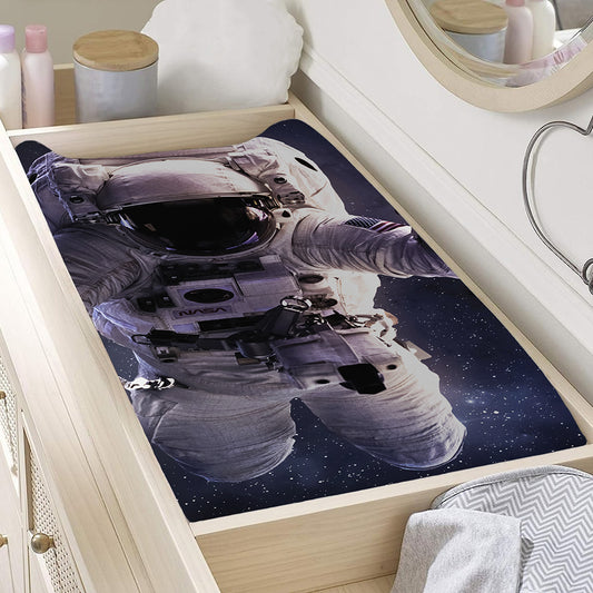 Astronaut Floating In Outer Space Print Changing Pad Cover