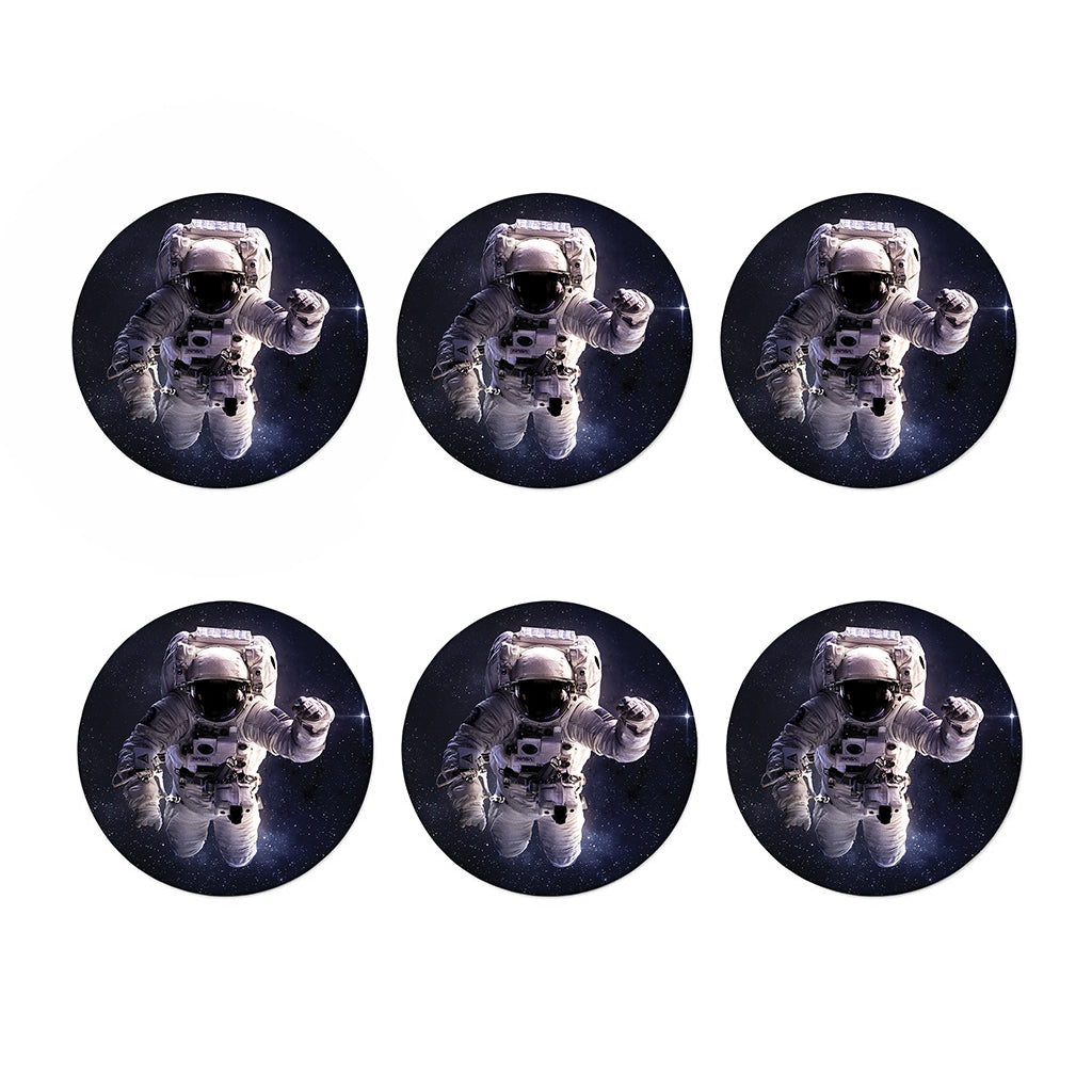 Astronaut Floating In Outer Space Print Coaster Set