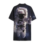 Astronaut Floating In Outer Space Print Cotton Hawaiian Shirt