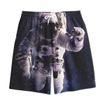 Astronaut Floating In Outer Space Print Cotton Shorts