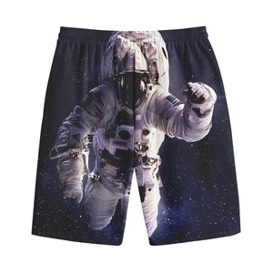 Astronaut Floating In Outer Space Print Cotton Shorts