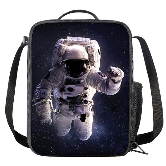 Astronaut Floating In Outer Space Print Crossbody Lunch Bag