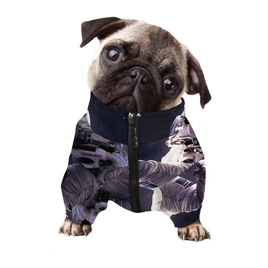 Astronaut Floating In Outer Space Print Dog Zip Up Jacket