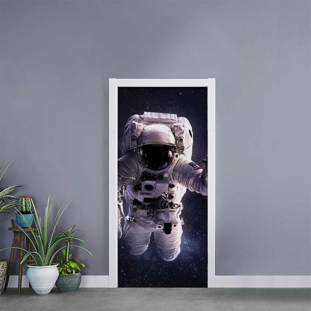 Astronaut Floating In Outer Space Print Door Sticker