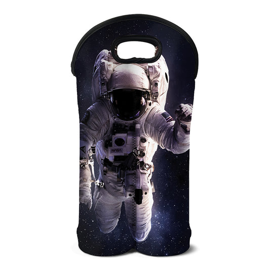 Astronaut Floating In Outer Space Print Double Neoprene Wine Tote