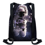 Astronaut Floating In Outer Space Print Drawstring Backpack