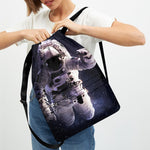 Astronaut Floating In Outer Space Print Drawstring Backpack