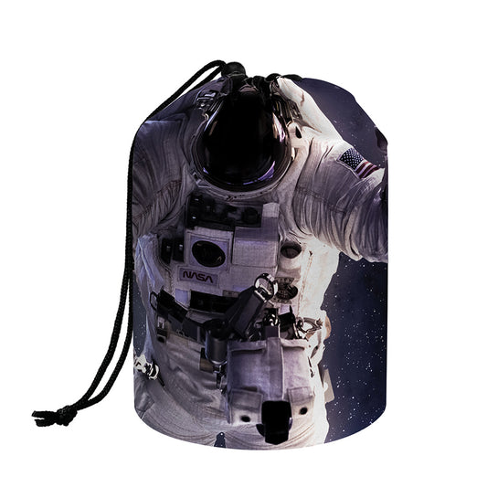 Astronaut Floating In Outer Space Print Drawstring Makeup Bag