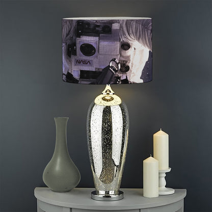 Astronaut Floating In Outer Space Print Drum Lamp Shade