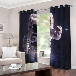 Astronaut Floating In Outer Space Print Extra Wide Grommet Curtains