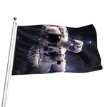 Astronaut Floating In Outer Space Print Flag