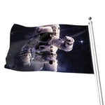 Astronaut Floating In Outer Space Print Flag