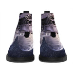 Astronaut Floating In Outer Space Print Flat Ankle Boots