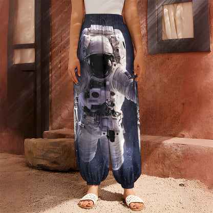 Astronaut Floating In Outer Space Print Harem Pants