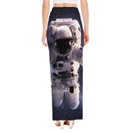 Astronaut Floating In Outer Space Print High Slit Maxi Skirt