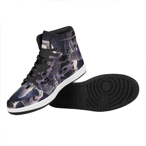 Astronaut Floating In Outer Space Print High Top Leather Sneakers