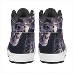 Astronaut Floating In Outer Space Print High Top Leather Sneakers