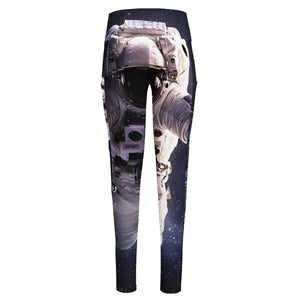 Astronaut Floating In Outer Space Print High-Waisted Pocket Leggings