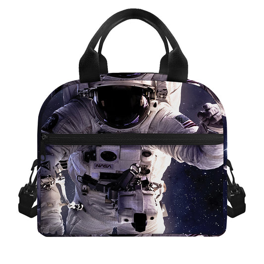 Astronaut Floating In Outer Space Print Insulated Lunch Bag