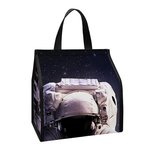 Astronaut Floating In Outer Space Print Insulated Lunch Tote