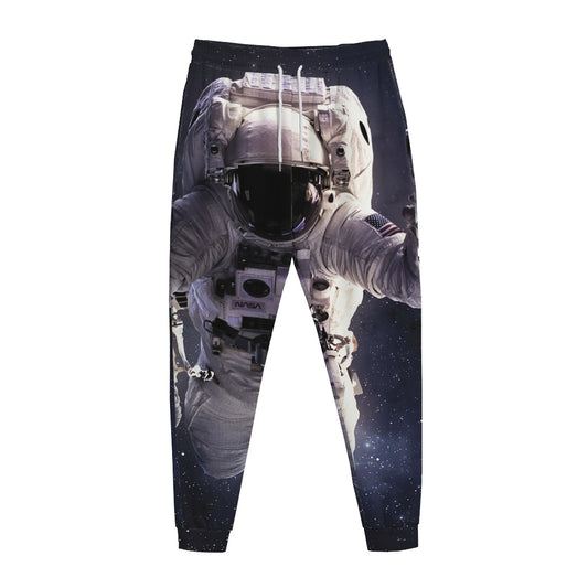 Astronaut Floating In Outer Space Print Jogger Pants