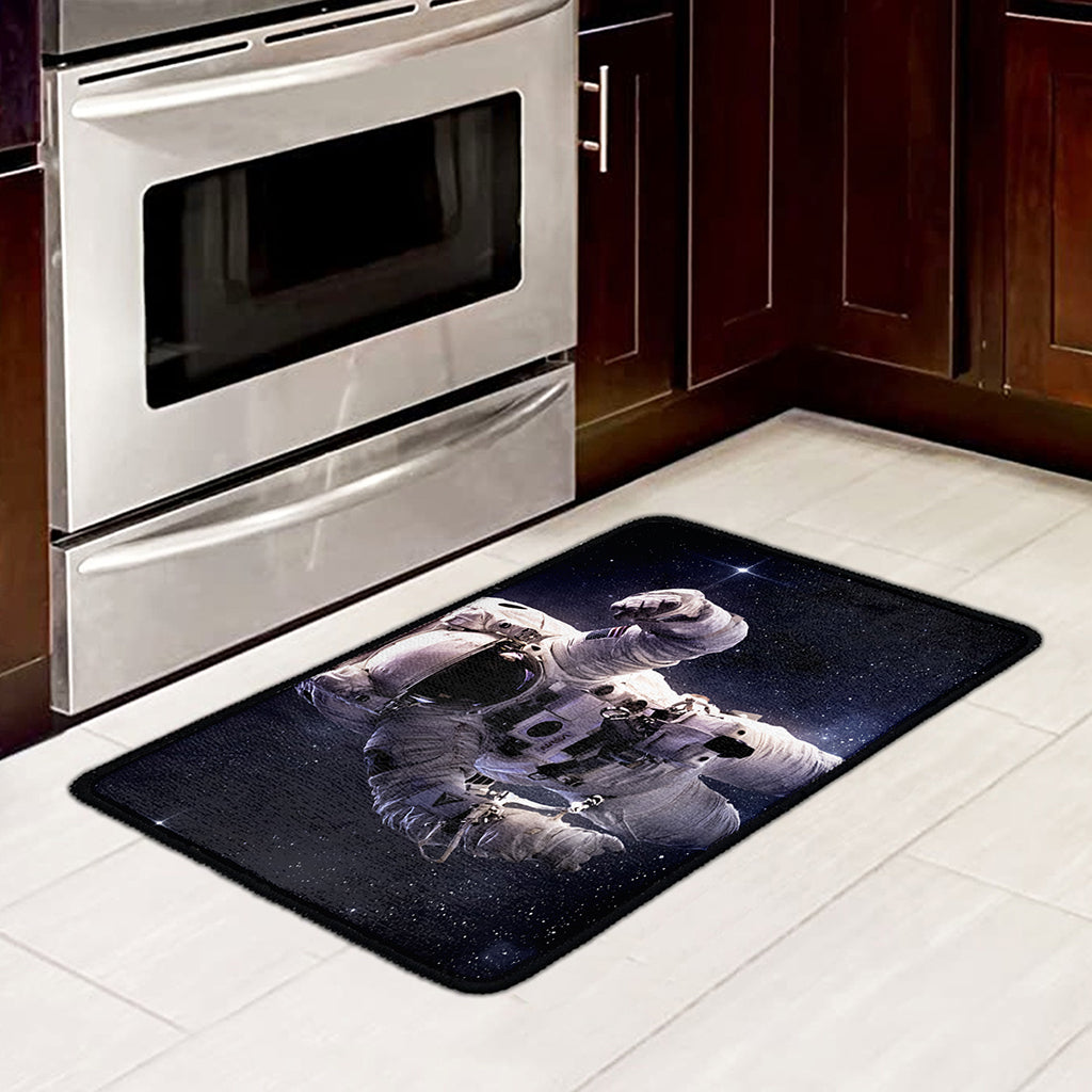 Astronaut Floating In Outer Space Print Kitchen Mat