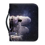 Astronaut Floating In Outer Space Print Leather Bible Cover