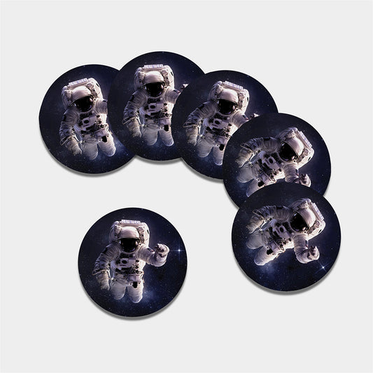 Astronaut Floating In Outer Space Print Leather Coaster Set