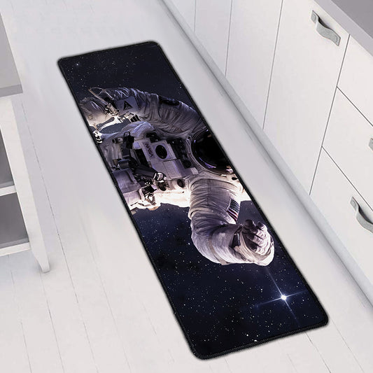 Astronaut Floating In Outer Space Print Long Kitchen Mat