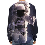 Astronaut Floating In Outer Space Print Long Sleeve Baseball Jersey