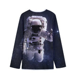 Astronaut Floating In Outer Space Print Long Sleeve Short Coat