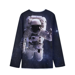 Astronaut Floating In Outer Space Print Long Sleeve Short Coat