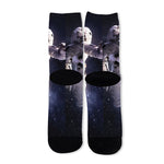 Astronaut Floating In Outer Space Print Long Socks