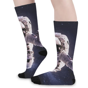 Astronaut Floating In Outer Space Print Long Socks