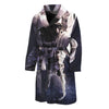 Astronaut Floating In Outer Space Print Men's Bathrobe