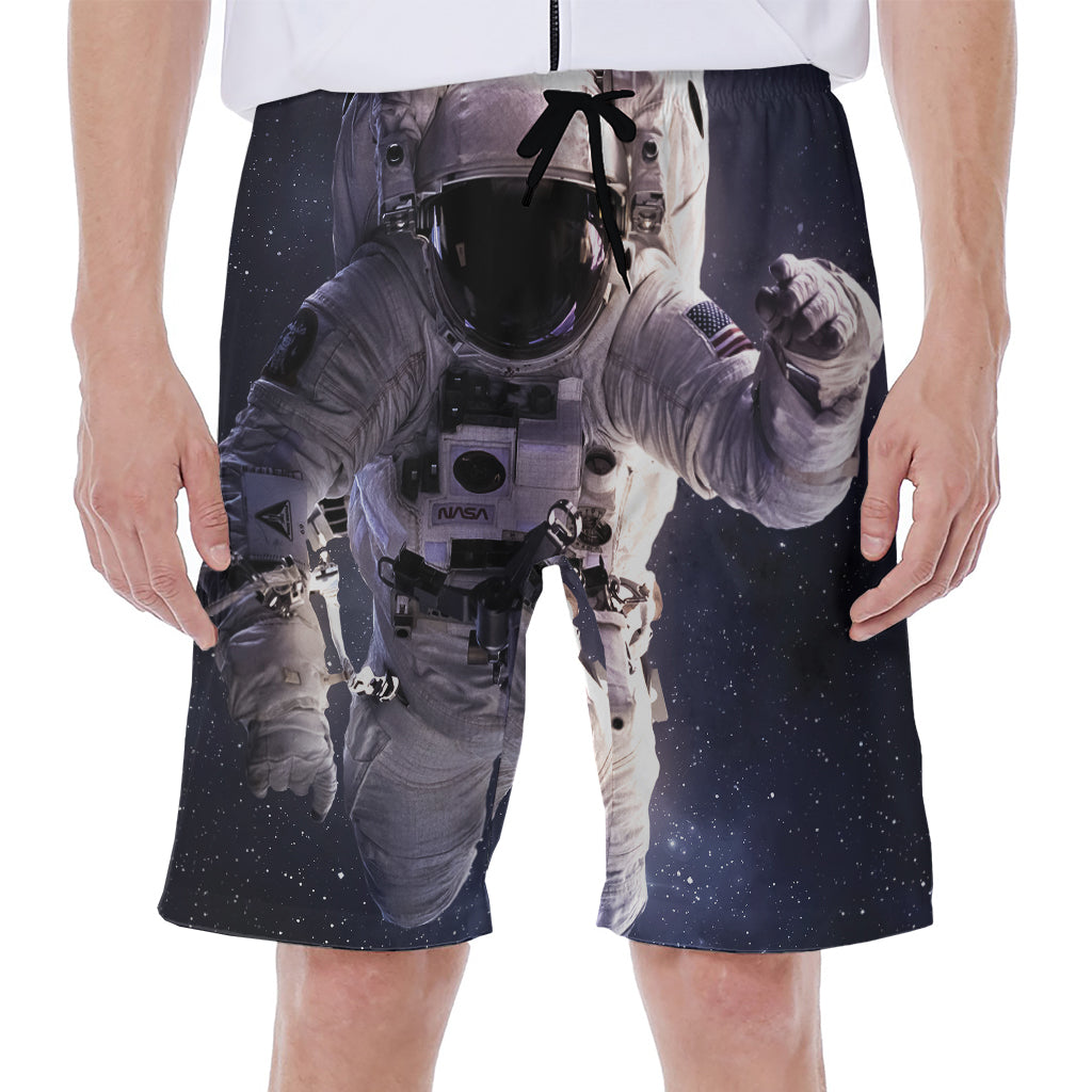 Astronaut Floating In Outer Space Print Men's Beach Shorts