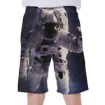 Astronaut Floating In Outer Space Print Men's Beach Shorts