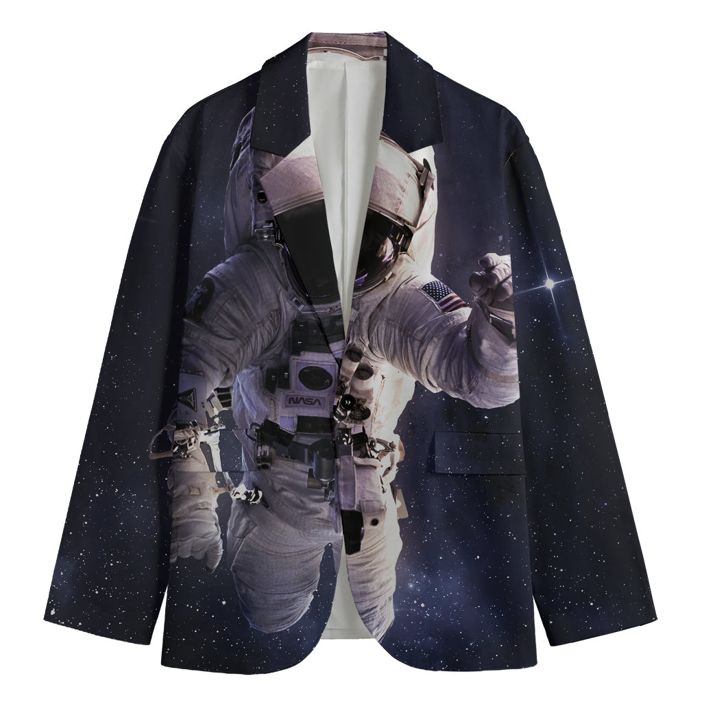 Astronaut Floating In Outer Space Print Men's Blazer