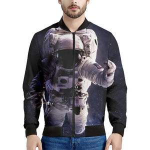 Astronaut Floating In Outer Space Print Men's Bomber Jacket