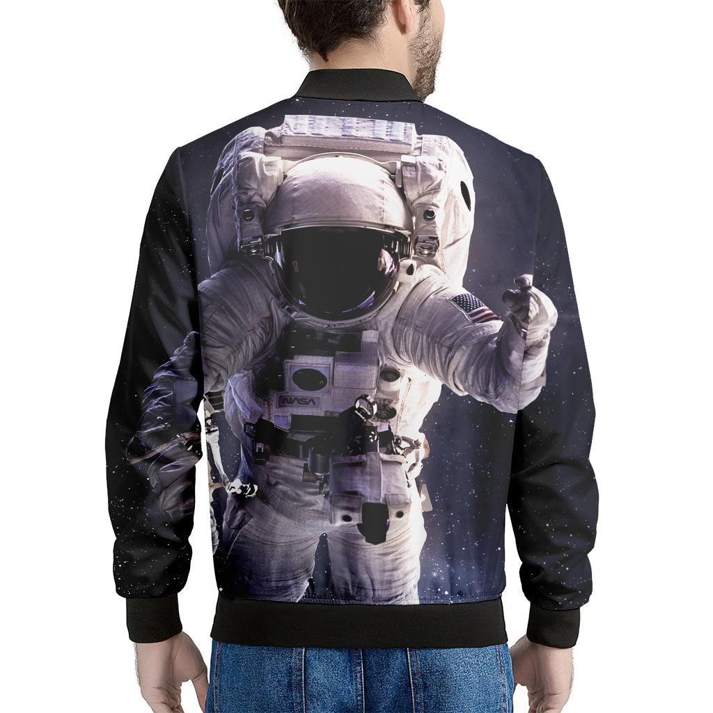 Astronaut Floating In Outer Space Print Men's Bomber Jacket