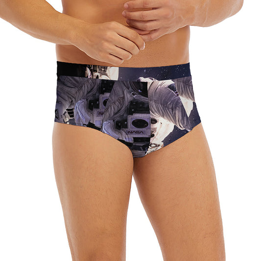 Astronaut Floating In Outer Space Print Men's Briefs