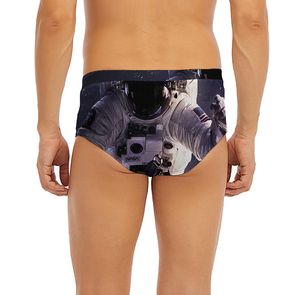 Astronaut Floating In Outer Space Print Men's Briefs