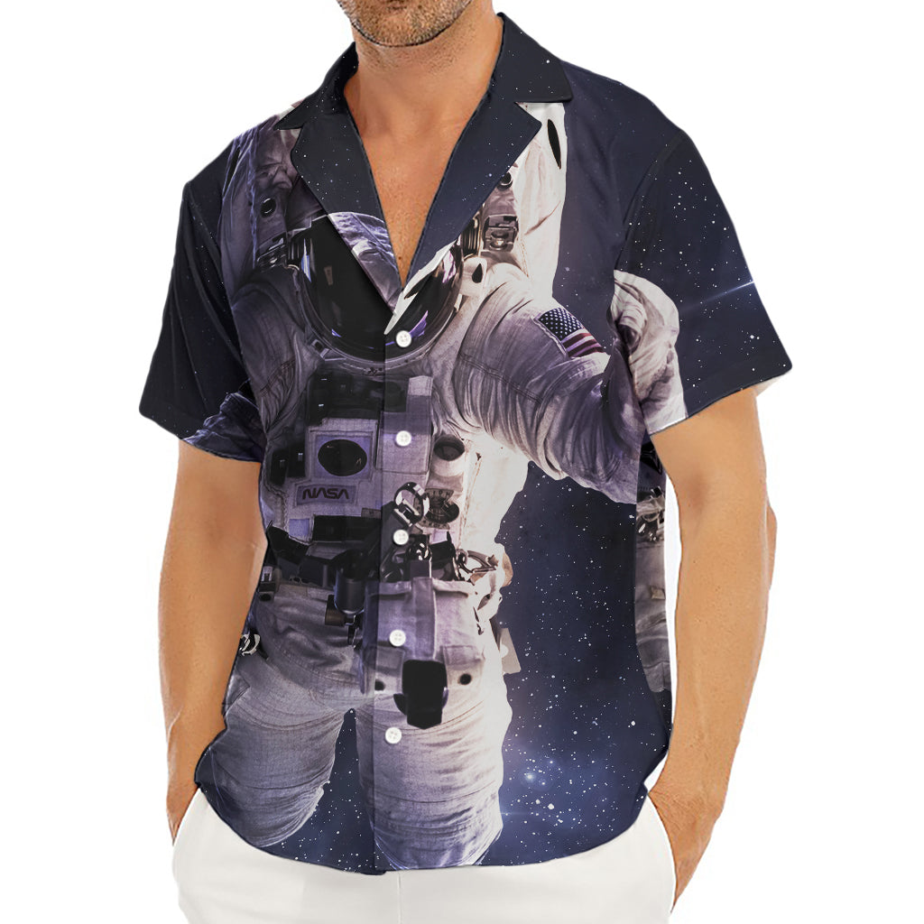 Astronaut Floating In Outer Space Print Men's Deep V-Neck Shirt