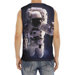 Astronaut Floating In Outer Space Print Men's Fitness Tank Top