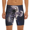 Astronaut Floating In Outer Space Print Men's Long Boxer Briefs